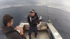Fisherman falls into laughter while trying to hold 'vibrator fish'