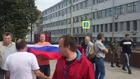 Pro-Kremlin thugs attack anti-war protest in Moscow.