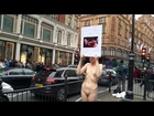 Naked protest outside Harrods Boxing Day 2014
