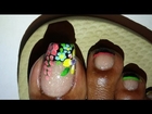 Black French Multi-Colored Floral Nail & Toe Design + NAIL UPDATE