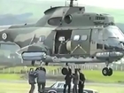 Helicopter Puma SA330 with landing gear problem gets repaired in the air