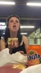 British slag on vacation in Corfu is nasty to watch when she's consuming food after a night out drinking