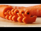 Carrot Five Little Ducks 胡萝卜变五只小鸭 | 创意拼盘 | 蔬菜雕刻技法步步学 | 食品雕刻基础教程 | 蔬菜雕刻 | 家宴盘饰 | 胡萝卜雕刻 | 胡萝卜雕刻而成的小鸭