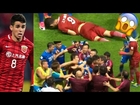 Oscar Starts Massive Fight In Chinese Super League After Kicking The Ball Twice At Guangzhou Players