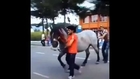 Man Getting Treatment from Horse